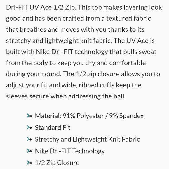 Nike Dri-Fit Golf UV Ace 1/2 Zip Top Green LG - Picture 3 of 13